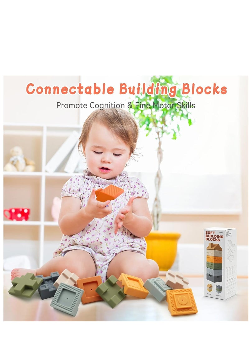KASTWAVE Baby Blocks Soft Building Blocks, 10 PCS Stacking Blocks Montessori Sensory Squeeze Baby Teething Toys for Toddler Kids 6 12 18 Months, Ideal Gift for Baby Boys Girls Birthday  - Image 5