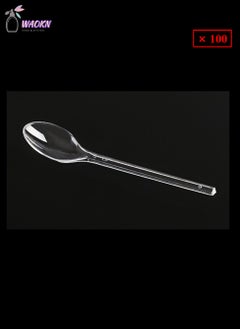 WAOKN 100-Piece Disposable Spoons, Spoons With Hexagonal Plum Bowl, Individually Packaged Plastic Dessert Spoons  - Image 1