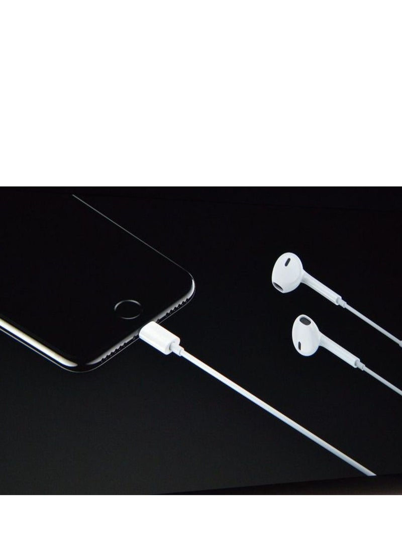 Generic - Wired  Lightning Earphones 8 Pin Audio Plug with Remote and Mic for iphone White - Image 1