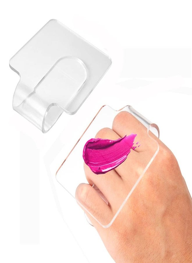 Quupy 2Pcs Makeup Hand-held Palette Professional Clear Acrylic Makeup Mixing Tray Palette for Foundation Eyeshadow Powders Cosmetics Nail Art Manicure Palette - Image 1