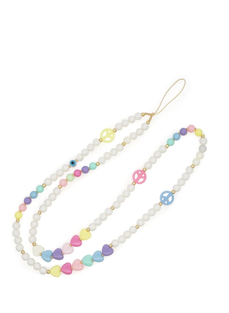 SYOSI Beaded Phone Strap, KASTWAVE Beaded Phone Lanyard Strap Neck Lanyards Mobile Phone Neck Strap Girly Style Beads Phone Wrist Lanyard Strap Chinese Style Cell Phone Necklace Charms for Purse Camera - Image 1