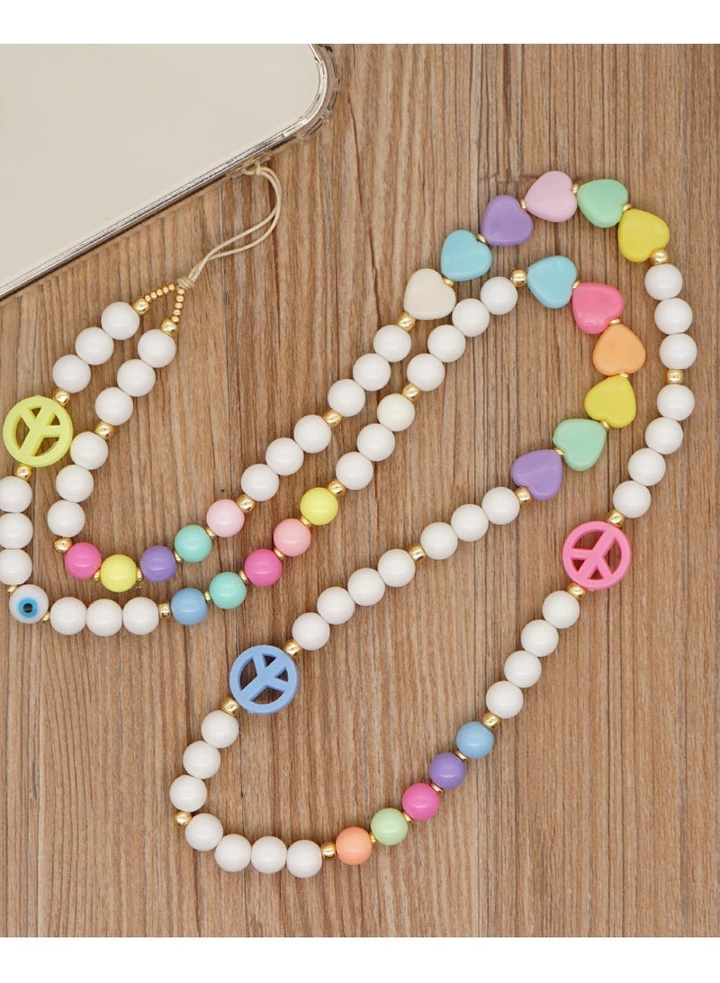 SYOSI Beaded Phone Strap, KASTWAVE Beaded Phone Lanyard Strap Neck Lanyards Mobile Phone Neck Strap Girly Style Beads Phone Wrist Lanyard Strap Chinese Style Cell Phone Necklace Charms for Purse Camera - Image 3