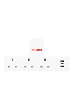 Stargold Multiple cord Extension Set Overload Protector Electric Charging Lead 3 Way Ac Output with 2 USB and 1 USB-C Port Anti-Fire 750⁰C, 13A Heavy Duty Charging Station- White  - Image 1