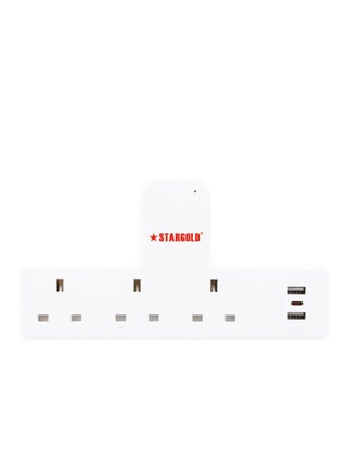 Multiple cord Extension Set Overload Protector Electric Charging Lead 3 Way Ac Output with 2 USB and 1 USB-C Port Anti-Fire 750⁰C, 13A Heavy Duty Charging Station- White - pzsku/Z32EA5F1B1AA656C1FB04Z/45/_/1710413279/e6787056-e035-4d89-863c-1c4af88ad229