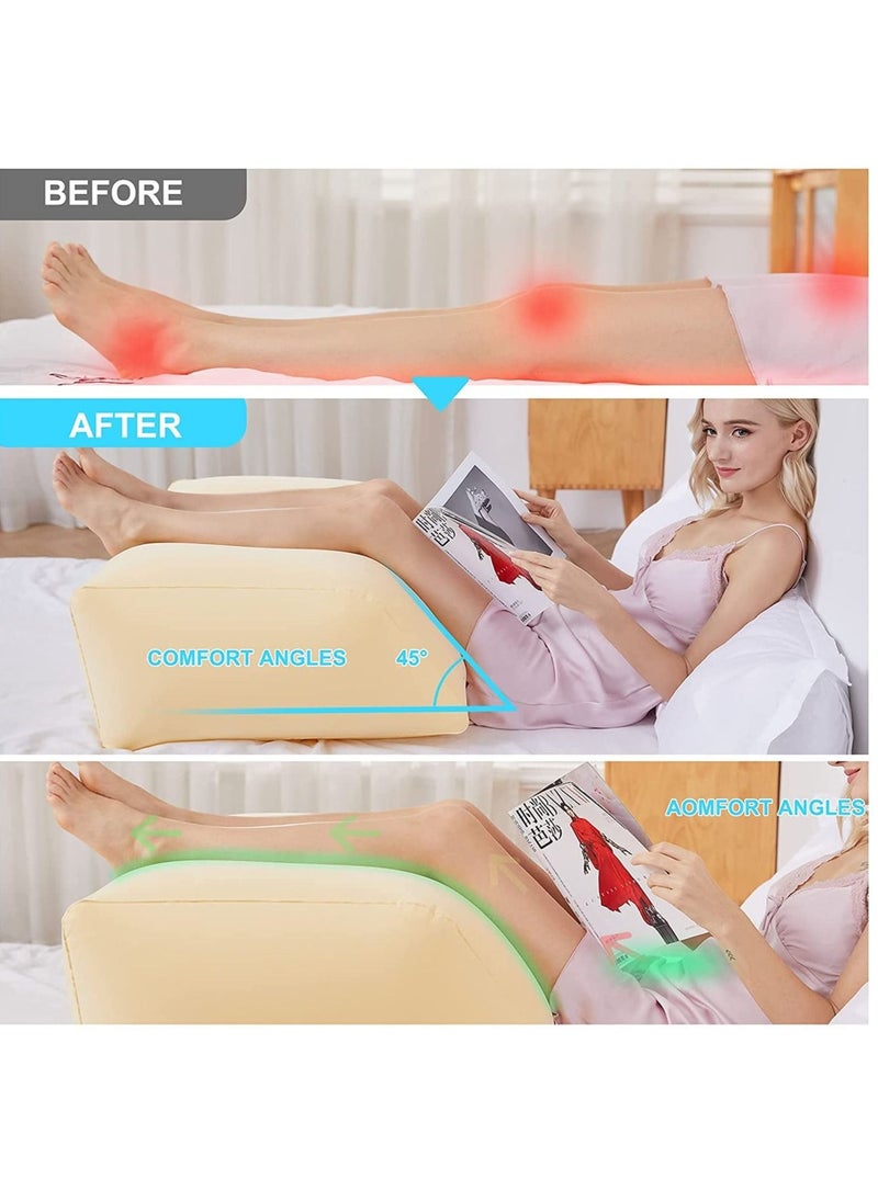 MIXDE - Multifunctional Inflatable Leg Elevation Rest Wedge Pillow Cushion Beige - Image 1