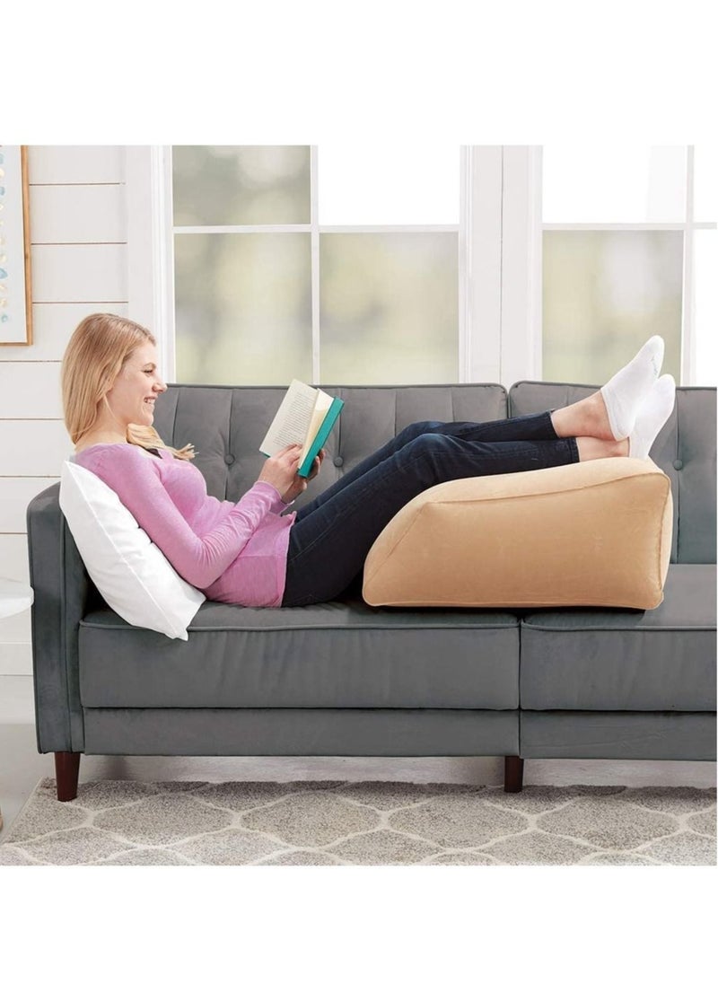 MIXDE - Multifunctional Inflatable Leg Elevation Rest Wedge Pillow Cushion Beige - Image 1