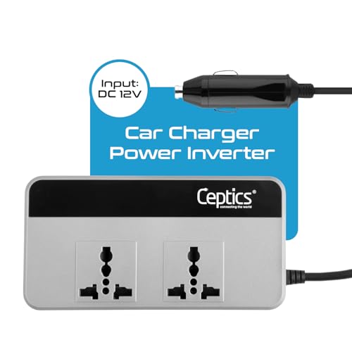 Ceptics 200W Car Laptop Charger/car Inverter with 2X Universal Outlet with SmartVoltage™ Technology, 12V DC to 220V-AC with 18 Months Warranty, 18W 2 USB-A, 2 USB-C with 18W QC 3.0 - Grey - Image 2
