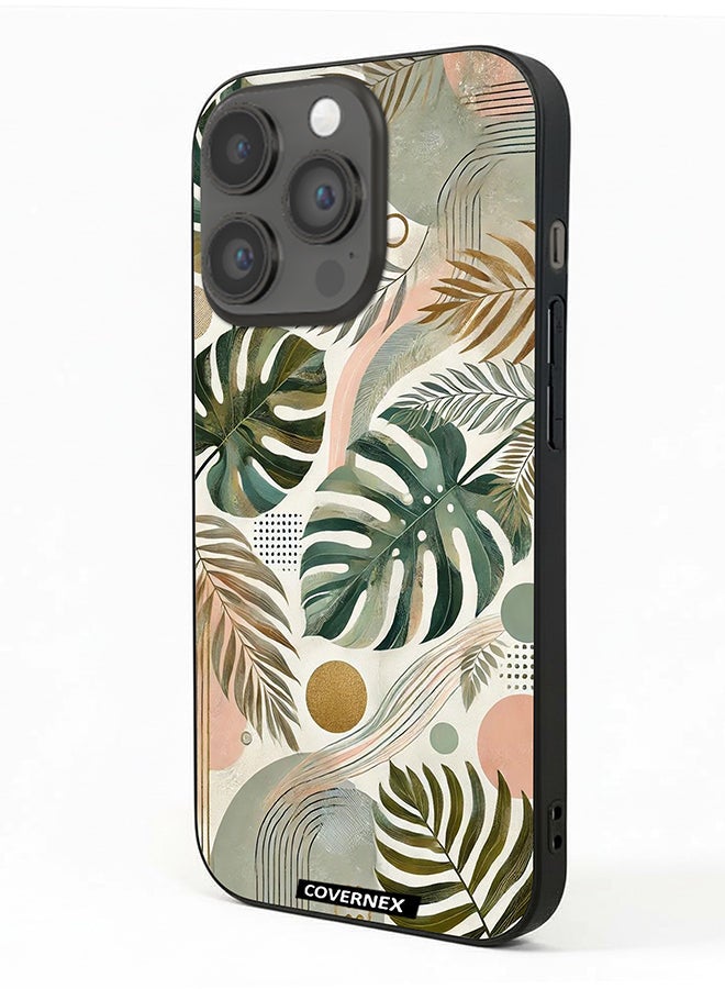 Covernex Apple iPhone 14 Pro Protective Case Cover Printed Featuring Tropical Monstera - Image 1