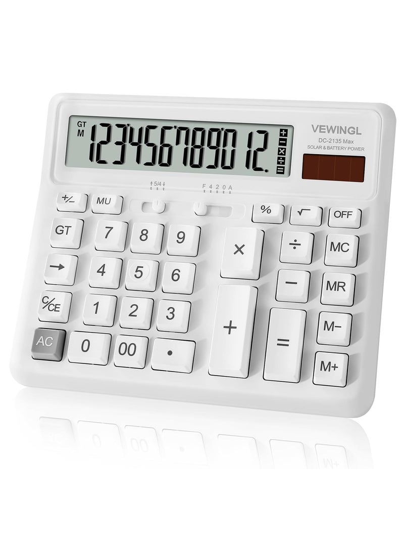 KASTWAVE 12-Digit Desk Calculator with Large Computer Keys, Dual Power, Large LCD Display - Perfect for Office, School, Home, and Business Use - Includes Automatic Sleep Mode  - Image 1