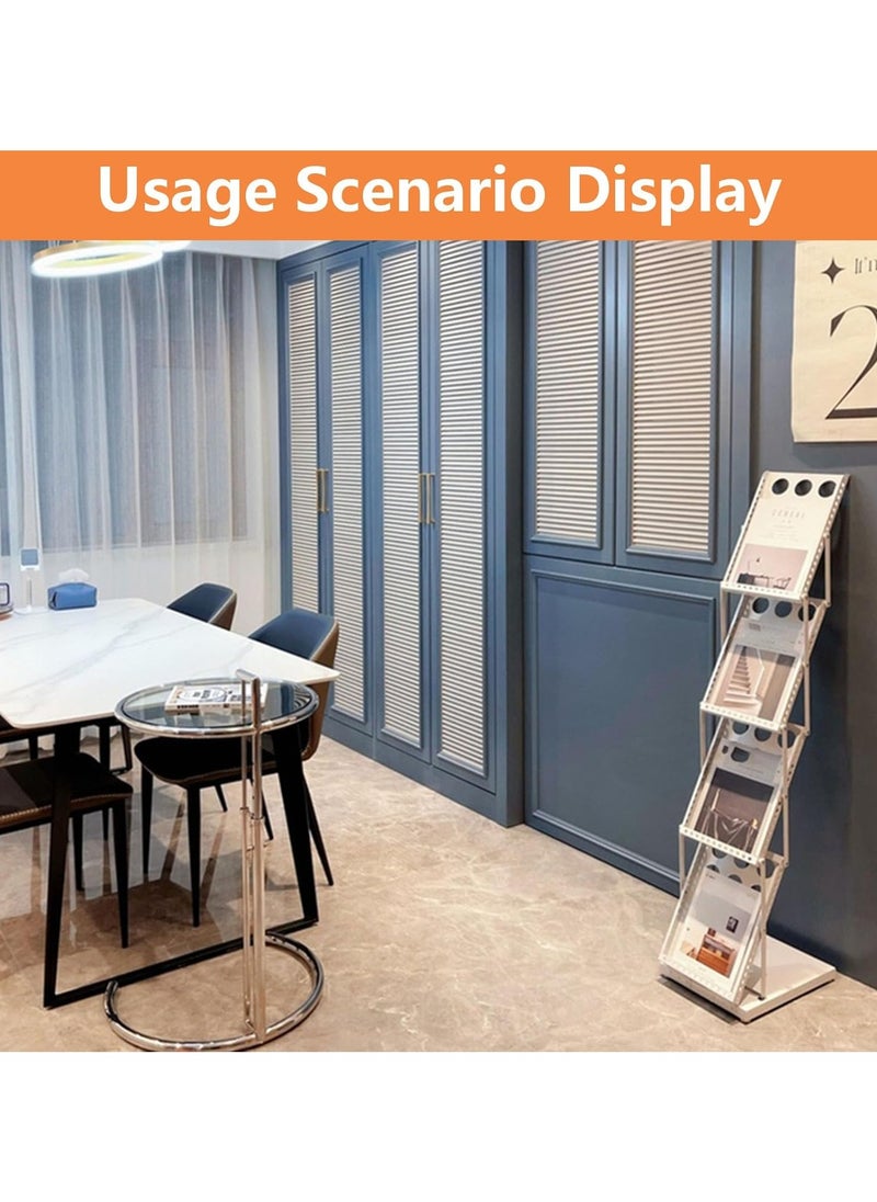 AIWANTO Magazine Rack Portable Folding Magazine Display Holder,4 Tiers Iron Brochure Racks for Home Office Living Room Corner,Space-saving Catalogs Storage Rack  - Image 3