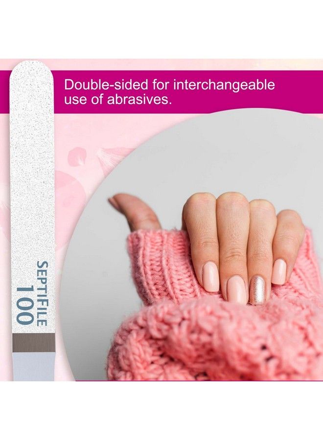 BACKSCRATCHERS Septifile Stainless Steel Nail File Handle Double Sided Manicure Buffing And Filing Washable And Reusable - Image 5