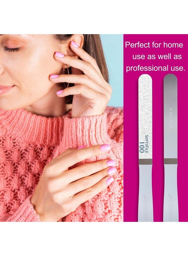 BACKSCRATCHERS Septifile Stainless Steel Nail File Handle Double Sided Manicure Buffing And Filing Washable And Reusable - Image 3