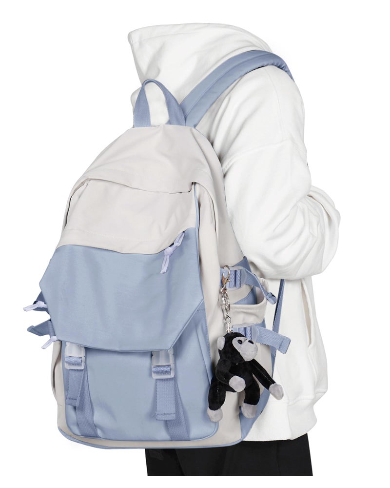 coowoz School Bag Lightweight Casual Daypack College Laptop Backpack for Men Women Water Resistant Travel Rucksack for Sports High School Middle Bookbag for girls(Blue white) - Image 1