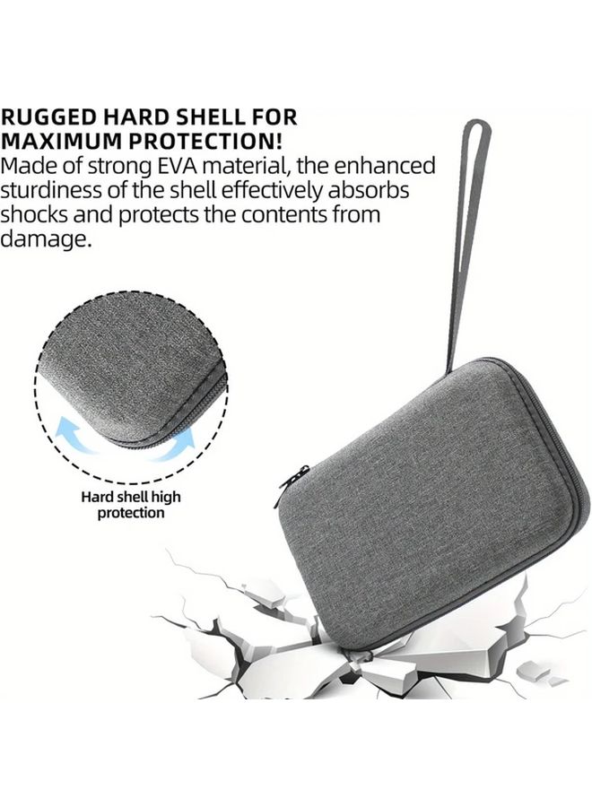 Compact Gray EVA Cable Organizer Bag Waterproof Travel Pouch For USB Cables Power Banks - Image 4