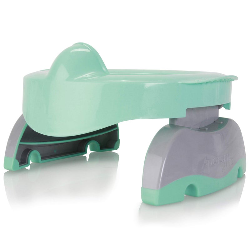 Kalencom Potette Plus Premium 2 in 1 Travel Potty and Toilet Seat Trainer Ring with Built in Pee Guard and Easy-Grip Handles (Teal/Gray) - Image 2