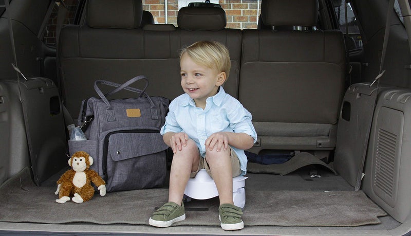 Kalencom Potette Plus Premium 2 in 1 Travel Potty and Toilet Seat Trainer Ring with Built in Pee Guard and Easy-Grip Handles (Teal/Gray) - Image 5