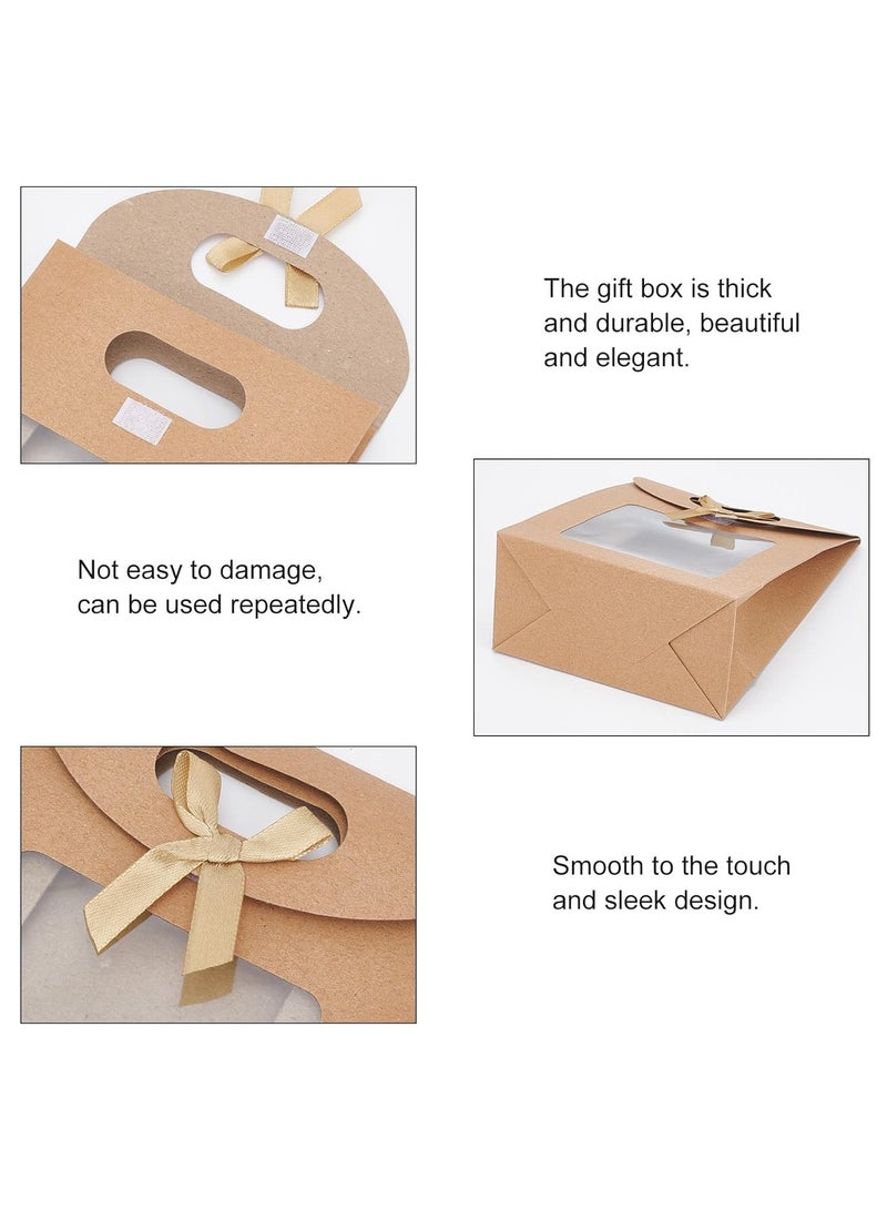 Generic 12 Pcs MINI Kraft Paper Bags with Window,Stand Up Gift Bag With Handles Brown Gift Bag with Clear Window for Candy Cookies Packaging Wedding Store Retail,12x6x16cm  - Image 5