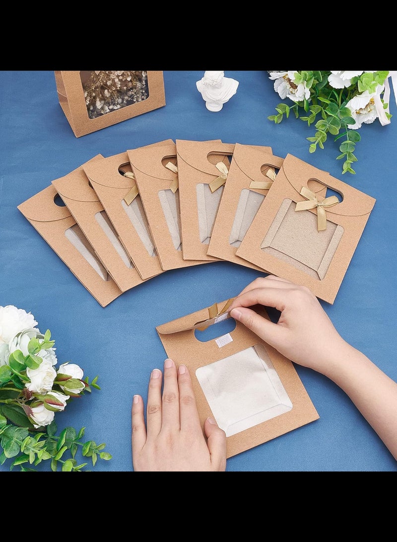 Generic 12 Pcs MINI Kraft Paper Bags with Window,Stand Up Gift Bag With Handles Brown Gift Bag with Clear Window for Candy Cookies Packaging Wedding Store Retail,12x6x16cm  - Image 3