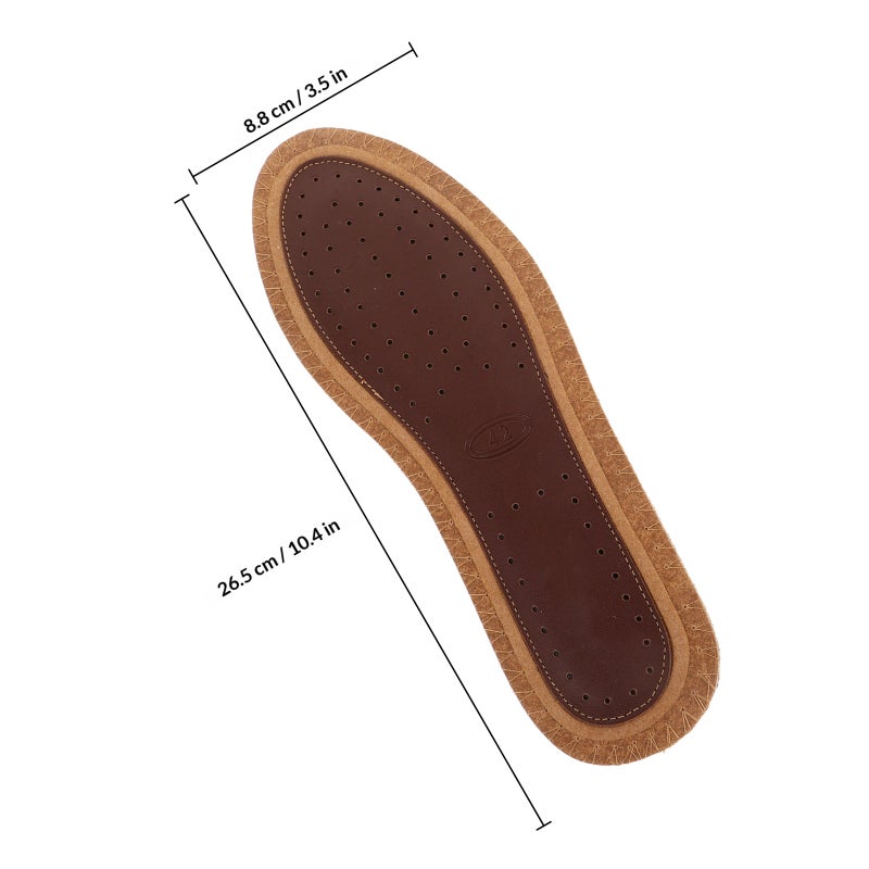 1 Pair of Charcoal Leather Insoles Breathable Sweat Absorption Damping Shoe Pads (Size 41-42) - Image 2