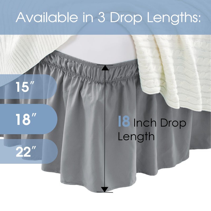 FreshCulture تنورة سرير كاملة في الثقافة الطازجة حول السرير السرير سرير كامل سهلة مع 18 بوصة مصممة خصيص جودة فندق كشكش غبار لتنورة سرير كاملة الحجم بالحجم الكامل (رمادي داكن) - Image 3