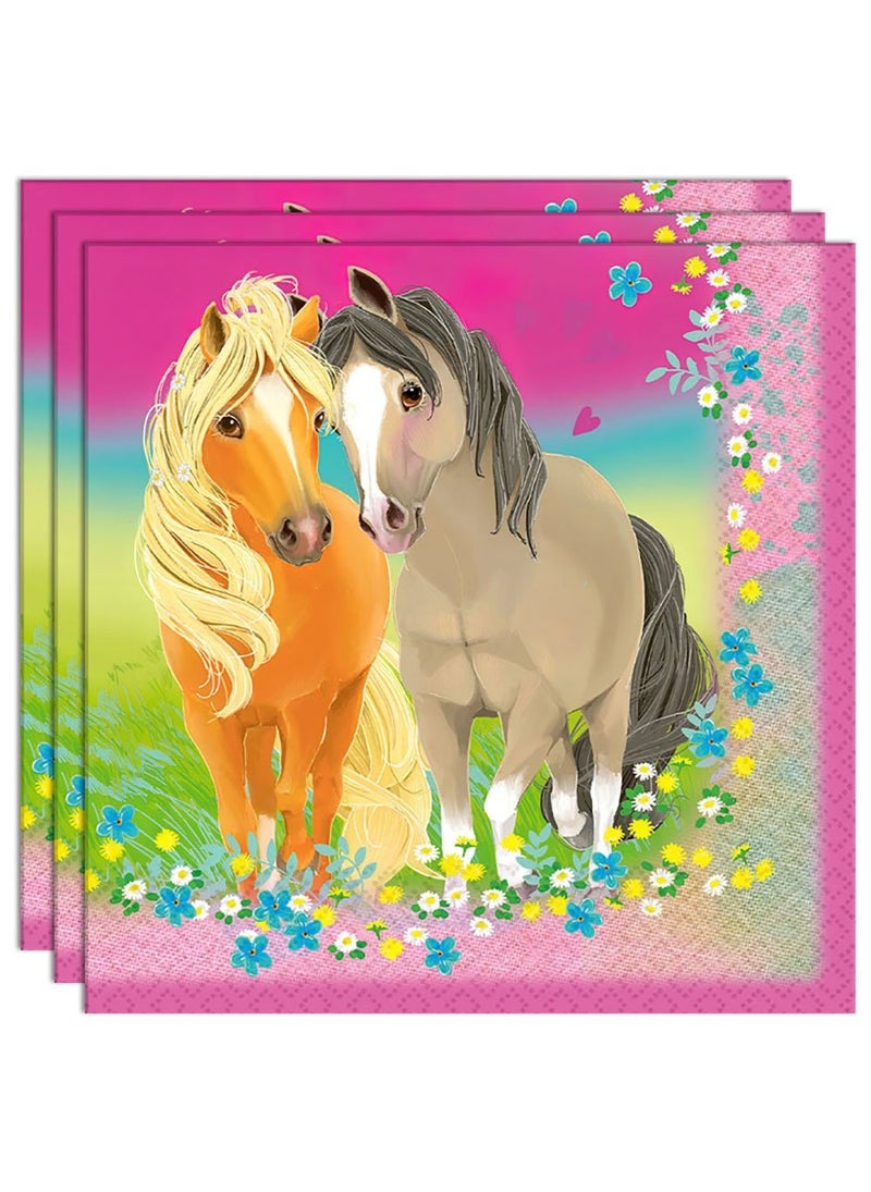 Pretty Pony Disposable Napkins Pink Paper 33cm 20-Pack