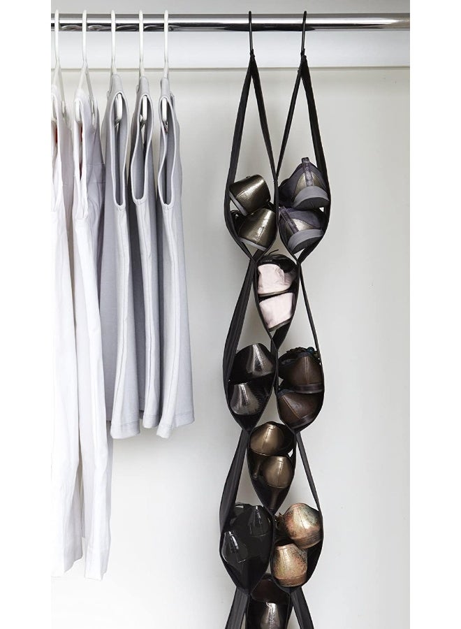 12 Pockets Handbag Hanging Purse Storage Pocketta Plastic Closet Organizer Bag Holder Organizer Closet Rack Hangers Save Space Black  - Image 3