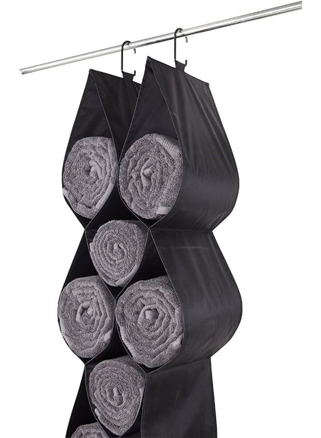 12 Pockets Handbag Hanging Purse Storage Pocketta Plastic Closet Organizer Bag Holder Organizer Closet Rack Hangers Save Space Black  - Image 4