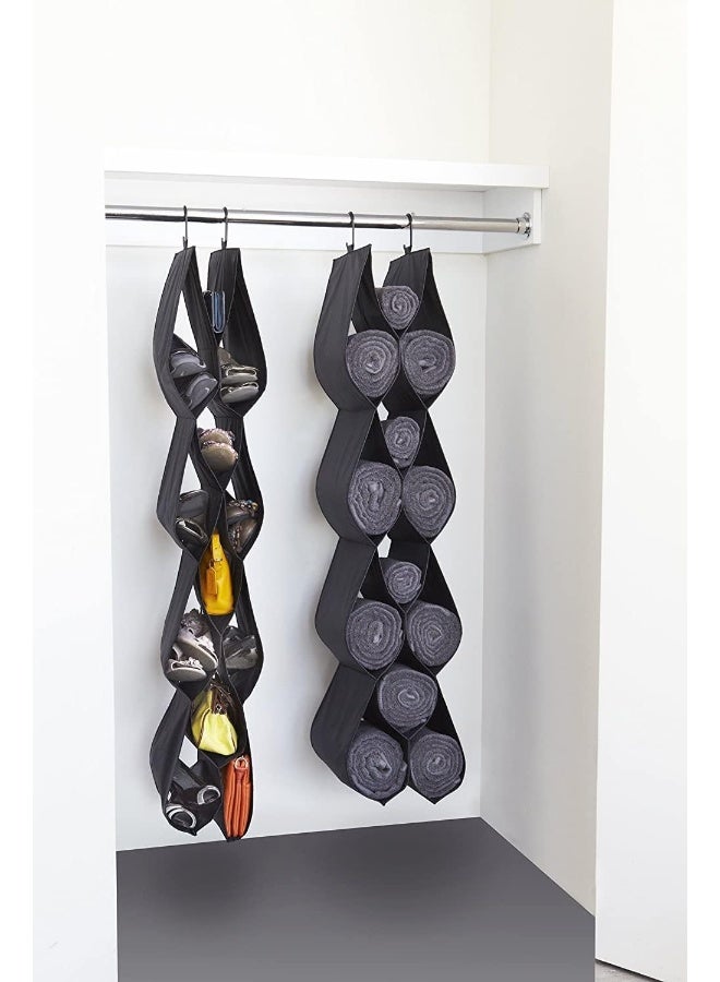 12 Pockets Handbag Hanging Purse Storage Pocketta Plastic Closet Organizer Bag Holder Organizer Closet Rack Hangers Save Space Black  - Image 5