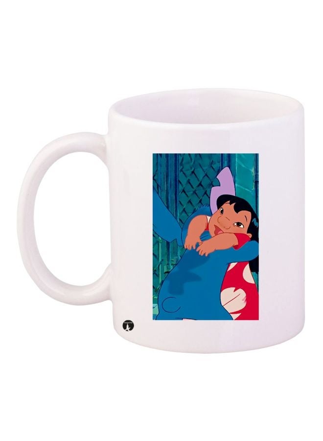 RYN Cartoon Printed Coffee Mug White/Blue/Red 11ounce