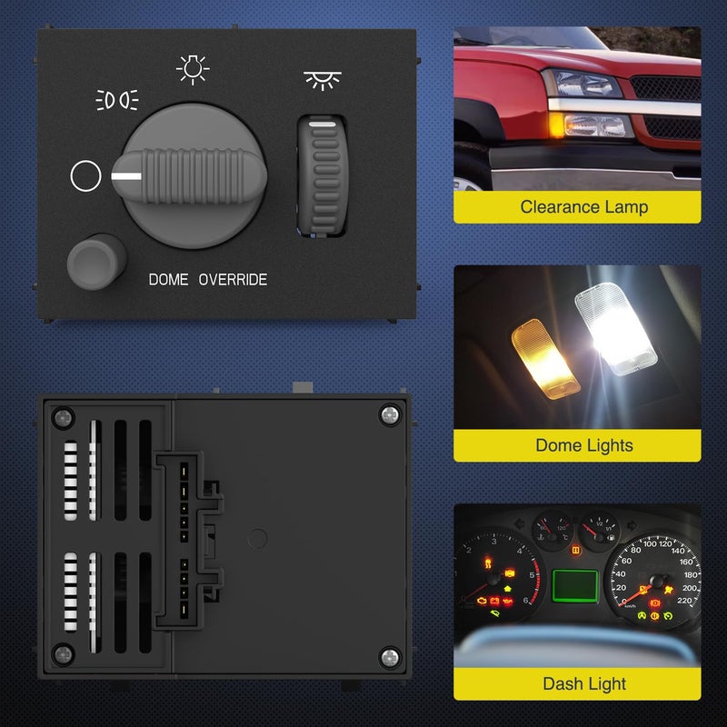 Nilight Headlight Dimmer Switch Compatible with 1999 2000 2001 2002 Suburban Tahoe GMC Sierra 1500 2500 Chevy Silverado 3500 with Yellowish LED Light - Image 3