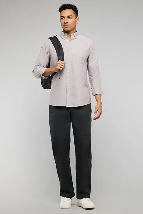 R&B Pocket Front Shirt with Button-Down Collar and Long Sleeves