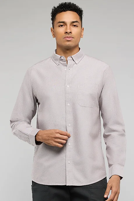 R&B Pocket Front Shirt with Button-Down Collar and Long Sleeves