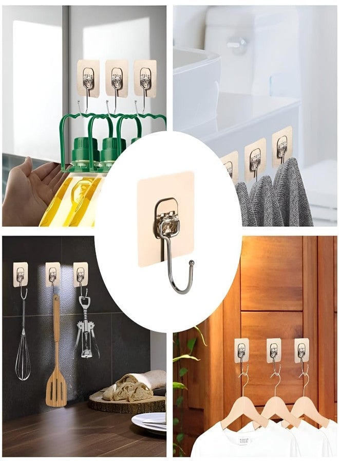 VARENYYA Self Adhesive Hooks, Stainless Steel & Golden Kadi Sticker Hooks, Clear Stick on Hooks for Home, Bathroom, Kitchen & Office (Golden, Pack of 5) - Image 3