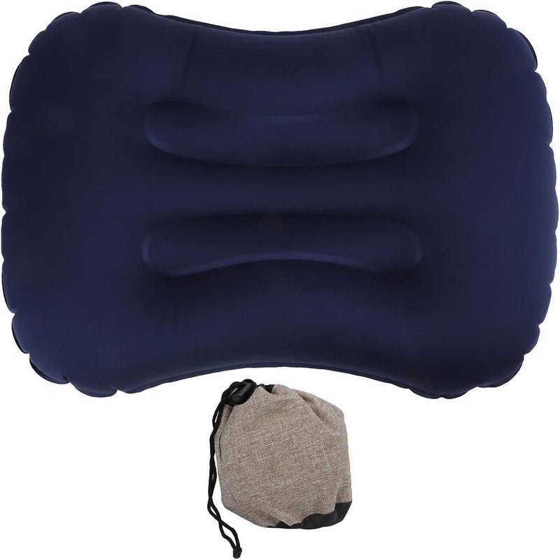 Inflatable Pillow Waist Back Cushion, Air Pillow for Travel Sleeping, Auto Inflation Ergonomic Design with Storage Bag, Foldable Neck and Lumbar Support for Office (Dark Blue) - Image 1