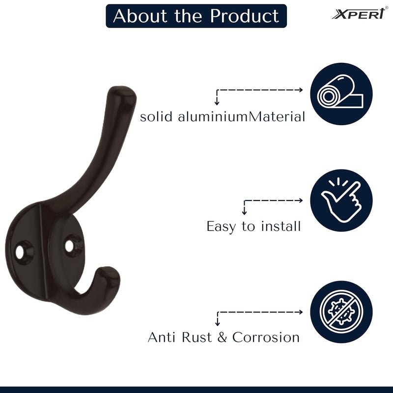Xpert خطافات ملابس معلقة من الألمنيوم عبوة 4 (بني) خطافات معطف فردية - خطاف قماش (ACH-54) - Image 2