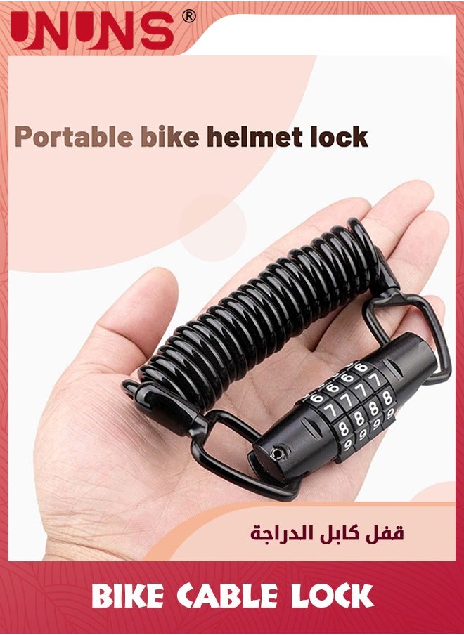 UNUNS Bike Cable Lock,Portable Mini Bicycle Lock Anti Theft,1.5m High Security 4 Digit Resettable Combination Bike Lock,Retractable Helmet Lock For Bike Motorcycle Scooter,Great Cycling Accessories  - Image 4