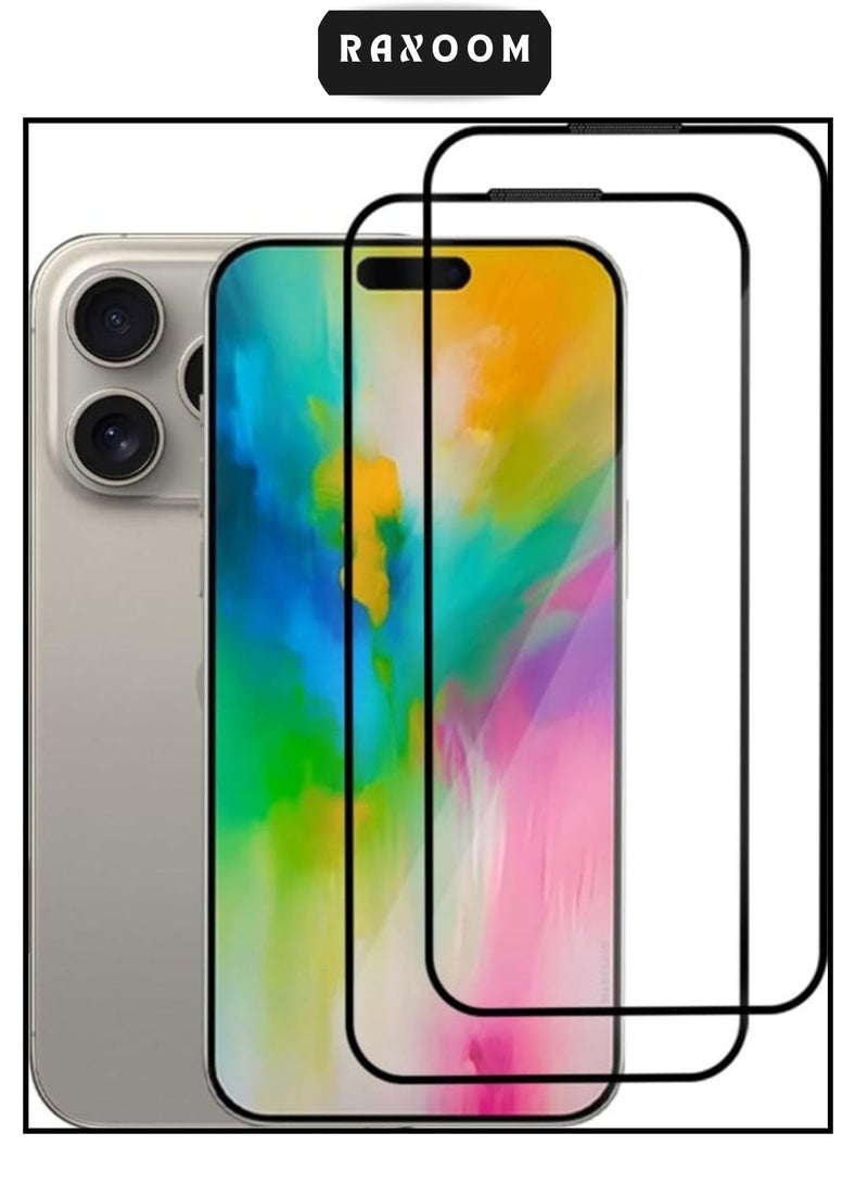 Raxoom Screen Protector for iPhone 16 Pro 6.3 inch, Tempered Glass 9H Case Friendly, HD Clear, Anti- Scratch, Oil Proof, Anti- Fingerprint, (black) - Image 1