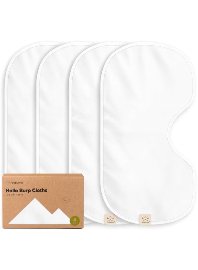 KeaBabies KeaBabies 4-Pack Baby Burp Cloths Baby Girl, Boy - Organic Cotton Burp Cloth, Extra Large, Absorbent, Soft Burping Cloths & Bibs Set for Babies, Newborn Burp Clothes, Thick Burp Rags (Soft White)  - Image 1