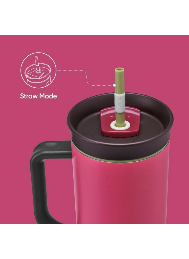 Owala - Owala Stainless Steel Triple Layer Insulated Travel Tumbler with Spill Resistant Lid, Straw, and Carry Handle, BPA Free, 40 oz, Pink (Watermelon Breeze) - Image 1