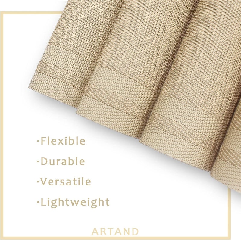 DACHUI Placemats Set of 6, Linen Look Woven Place Mats, Water Resistant, Heat Resistant, Washable, Durable Table Mats (Beige) - Image 5