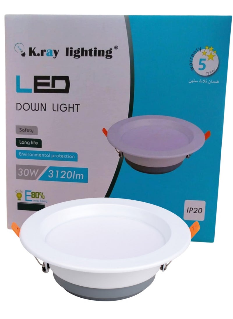 K.ray Lighting LED Down Light SMD, Power 30Watt cut size -20cm, Color 3000K/4000K/6500K With Energy Saving, For Indoor and Outdoor, comfortable lighting for the eyes, with a beautiful design and high quality.  - Image 3