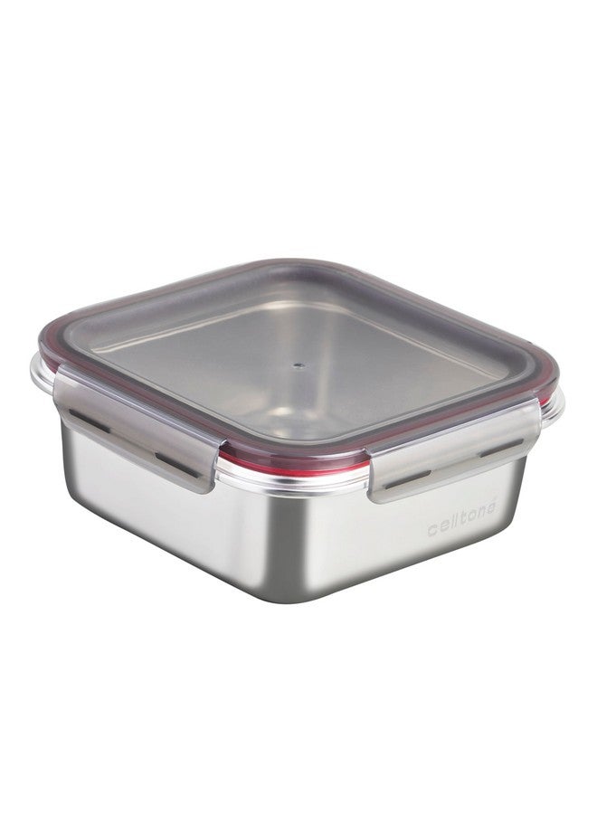 Celltone Fridge to Oven Microwave Safe Stainless Steel Reusable Food Storage Containers with Leak-Proof and Airtight Lids (Square 1500 ML) - Image 1