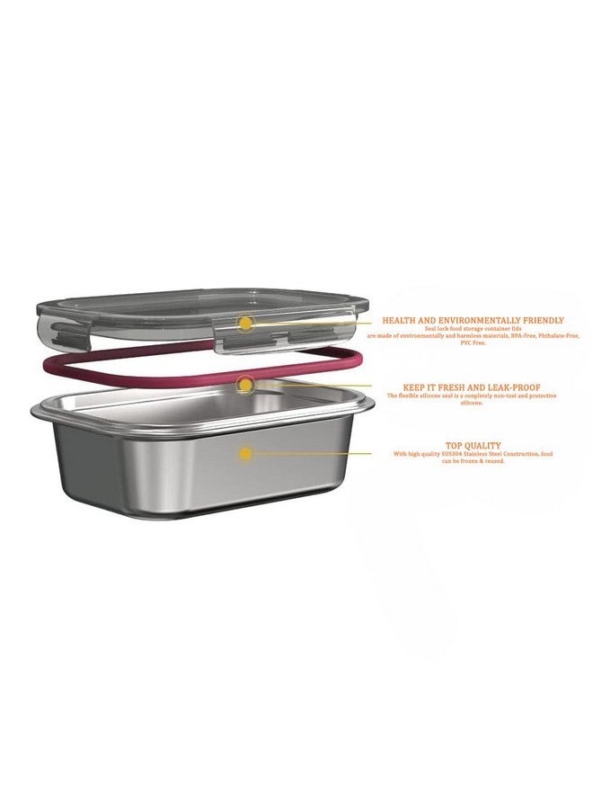 Celltone Fridge to Oven Microwave Safe Stainless Steel Reusable Food Storage Containers with Leak-Proof and Airtight Lids (Square 1500 ML) - Image 4