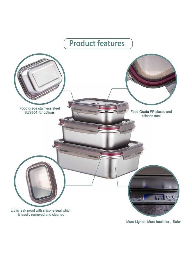 Celltone Fridge to Oven Microwave Safe Stainless Steel Reusable Food Storage Containers with Leak-Proof and Airtight Lids (Square 1500 ML) - Image 3