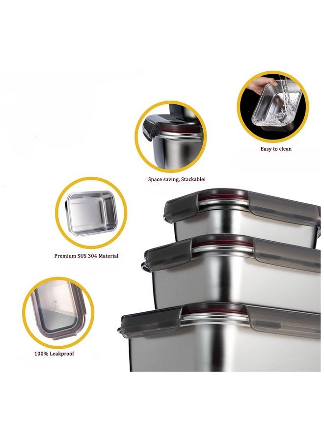 Celltone Fridge to Oven Microwave Safe Stainless Steel Reusable Food Storage Containers with Leak-Proof and Airtight Lids (Square 1500 ML) - Image 5