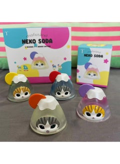 Generic Cute Elephant Slide Cat Box Egg Hamburger Sandwich Cat Fried Shrimp Cat Mini Food Play Ornaments Toy Doll-color:Fuji Mountain Cat 4 Models  - Image 1