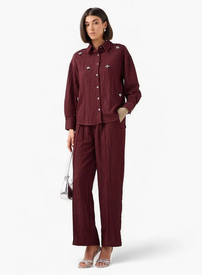 Splash FAV Embellished Shirt with Long Sleeves