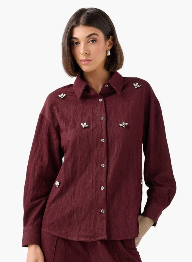 Splash FAV Embellished Shirt with Long Sleeves