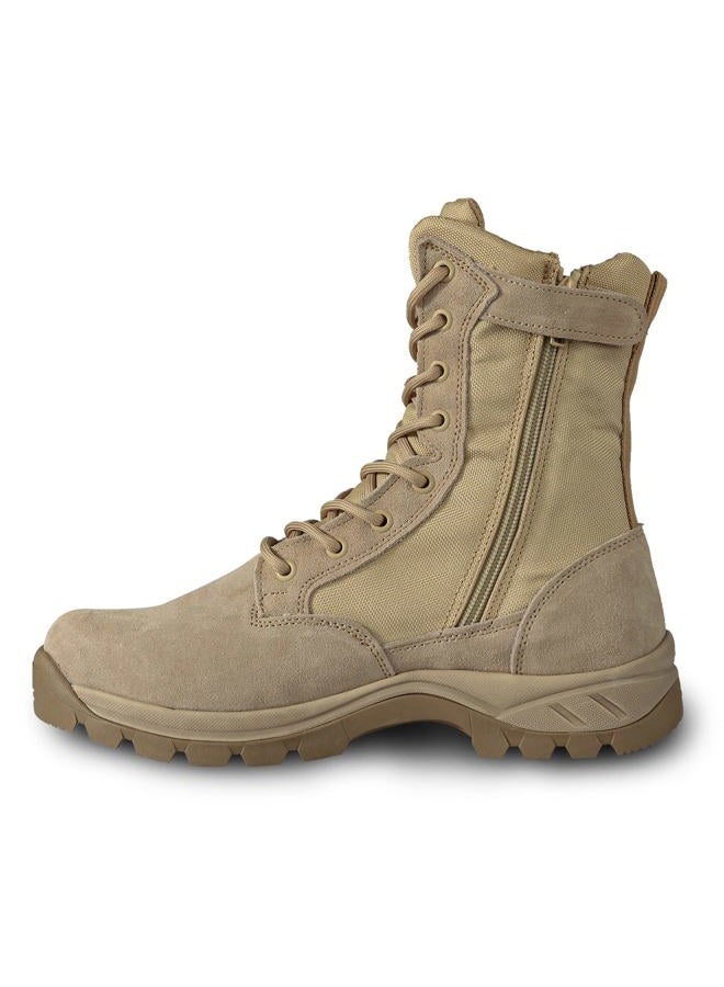 LUDEY Lightweight Military Tactical Boots for Men Durable YKK Side Zipper Police Army Combat Jungle Breathable Comfortable Duty Boots, Tan(ykk Side Zipper), 7.5 - Image 1
