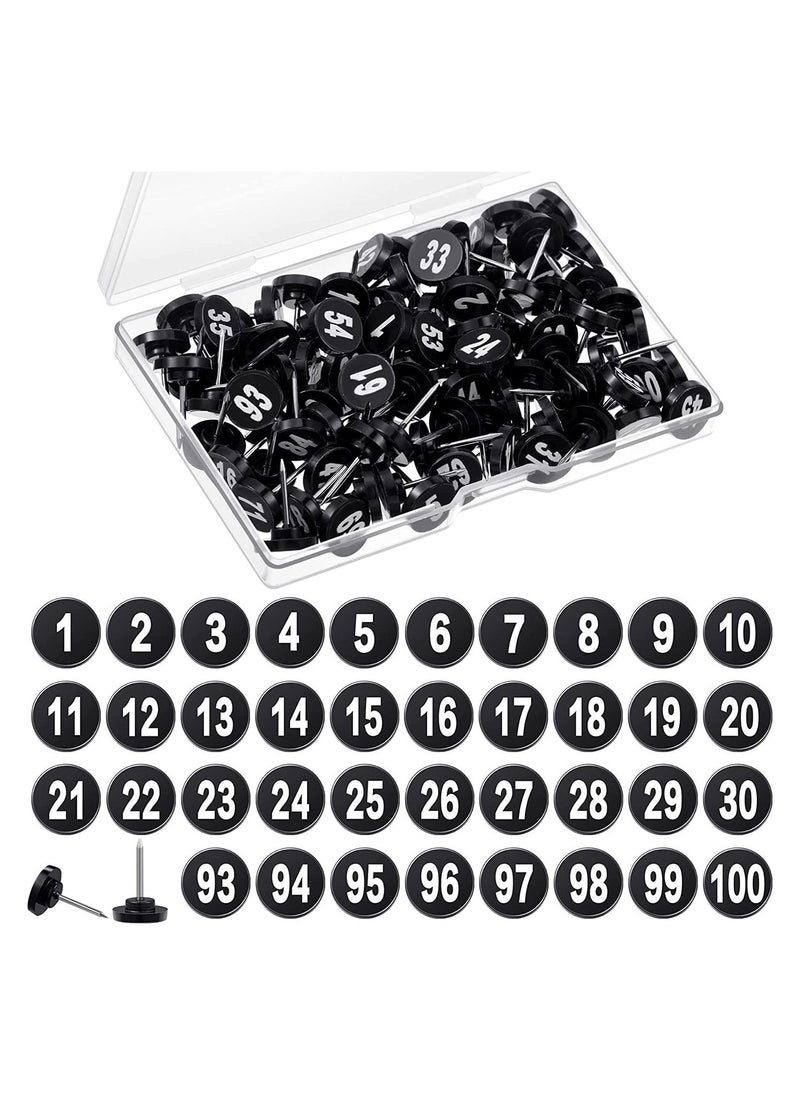 100 Pcs Numbered Push Pin Tacks 100 Sequential Pins Thumb Tacks Flat Tacks Push Pins with Numbers 11 mm Diameter 16 mm Length Thumbtacks for Maps Presentations Photo Poster